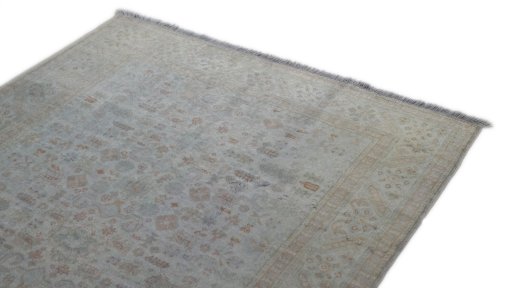 Surface texture of 1950s Kayseri Silk rug with natural Silk and intricate pattern
