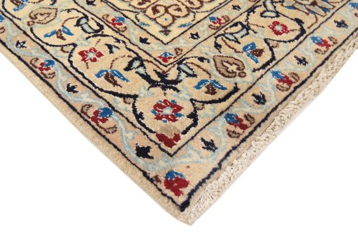 Central medallion detail of 1990s Nain Silk rug from Iran / Persia