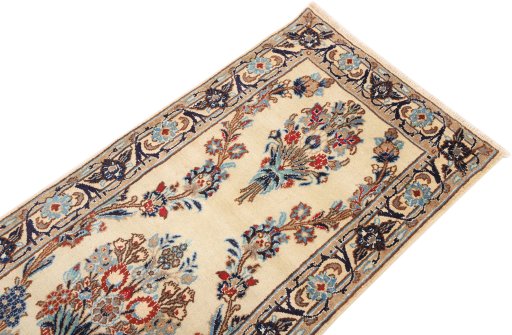 Surface texture of 2000s Nain Silk rug with natural Wool and intricate pattern