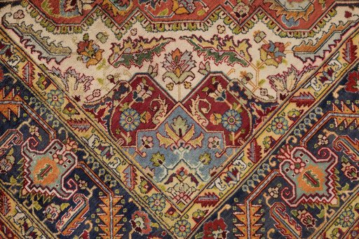 Full view of 1960s Tabriz Silk rug from Iran / Persia, 193 × 140 cm in Red tones