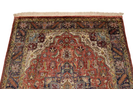 Surface texture of 1960s Tabriz Silk rug with natural Silk and intricate pattern