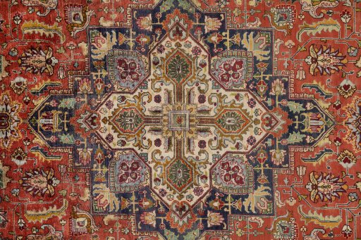 Close-up detail of 1960s Tabriz Silk rug from Iran / Persia showing Silk weave