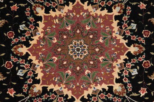 Surface texture of New Tabriz Silk rug with natural Wool and intricate pattern