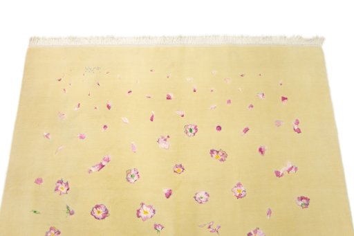 Surface texture of 2020s Tabriz Silk rug with natural Wool and intricate pattern