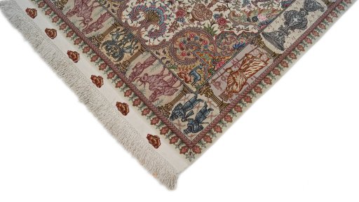 Surface texture of New Tabriz Silk rug with natural Wool and intricate pattern