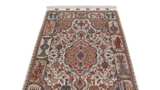 Central medallion detail of New Tabriz Silk rug from Iran / Persia