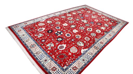 Surface texture of New Tabriz Silk rug with natural Silk and intricate pattern