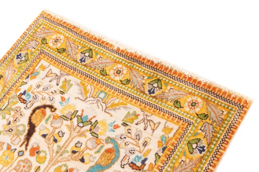 Surface texture of 2000s Tabriz Silk rug with natural Wool and intricate pattern