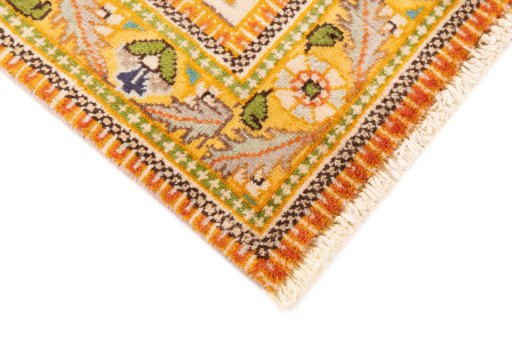 Central medallion detail of 2000s Tabriz Silk rug from Iran / Persia