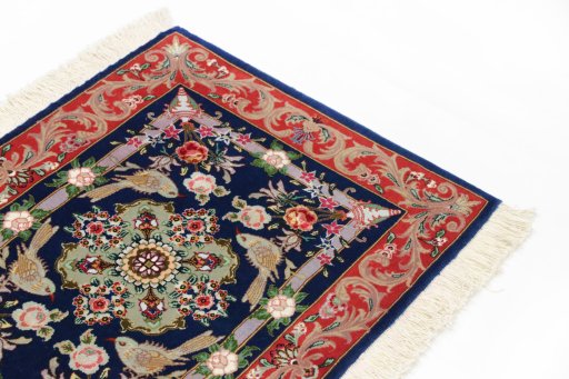 Surface texture of New Tabriz Silk rug with natural Wool and intricate pattern