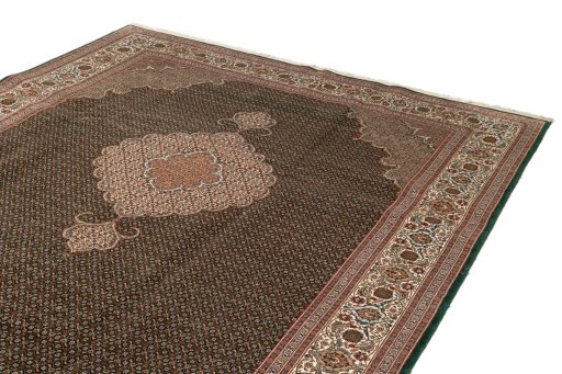 Surface texture of 2019s Tabriz Silk rug with natural Wool and intricate pattern