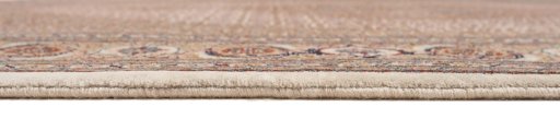 Corner detail of New Tabriz Silk rug showing border pattern and Wool pile