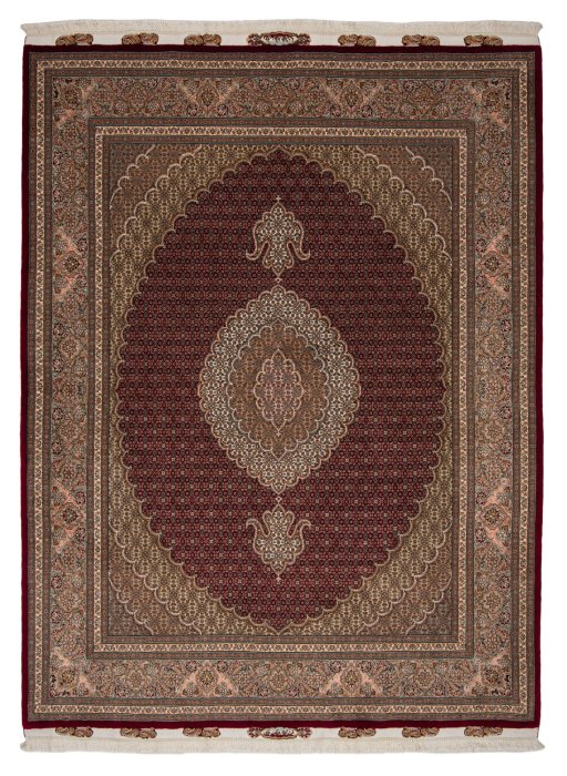 Full view of New Tabriz Silk rug from Iran / Persia, 265 × 200 cm in Multi Color tones