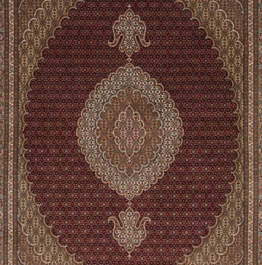 Surface texture of New Tabriz Silk rug with natural Wool and intricate pattern