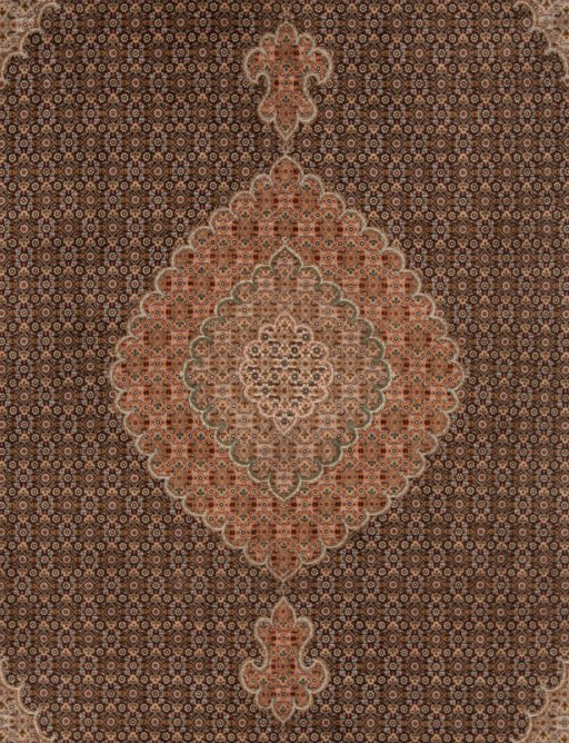 Surface texture of New Tabriz Silk rug with natural Wool and intricate pattern