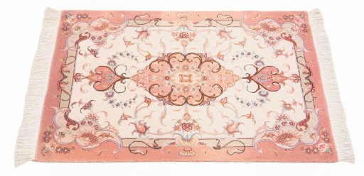 Backside of handmade New Tabriz Silk rug showing knot structure and weave density