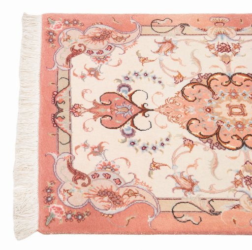 Central medallion detail of New Tabriz Silk rug from Iran / Persia