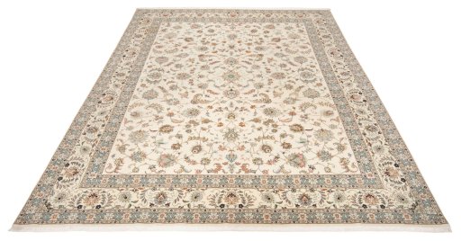 Central medallion detail of New Tabriz Silk rug from Iran / Persia