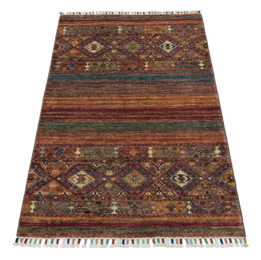 Surface texture of New Samarkand rug with natural Wool and intricate pattern