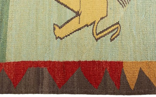 Close-up detail of New Kilim Dastan rug from Turkey showing Wool weave