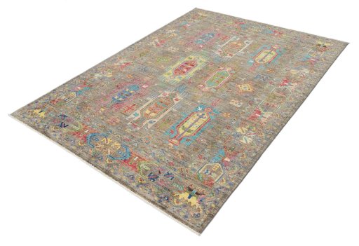 Close-up detail of New Samarkand rug from Pakistan showing Wool weave