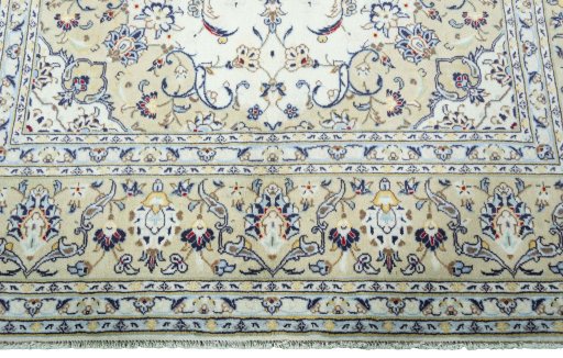 Full view of 2000s Kashan rug from Iran / Persia, 293 × 191 cm in Beige tones