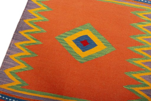 Surface texture of New Kilim Sofre rug with natural Wool and intricate pattern