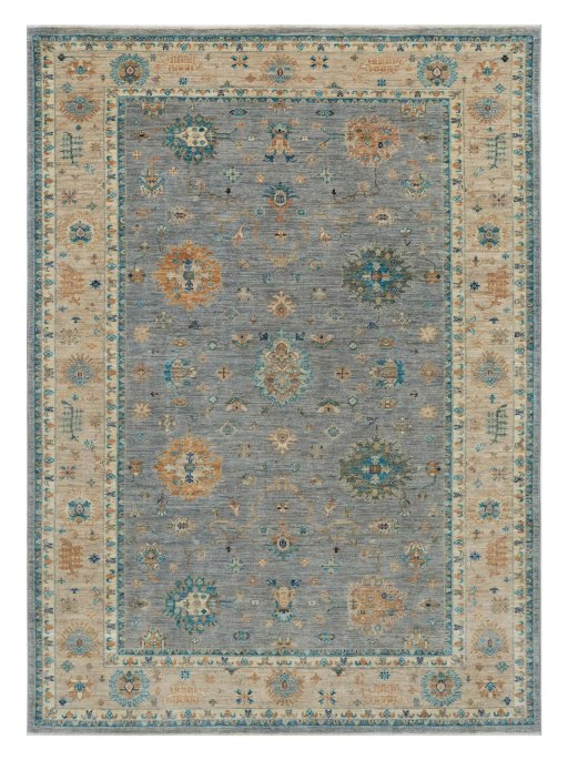 Full view of New Farahan rug from Pakistan, 238 × 170 cm in Gray tones