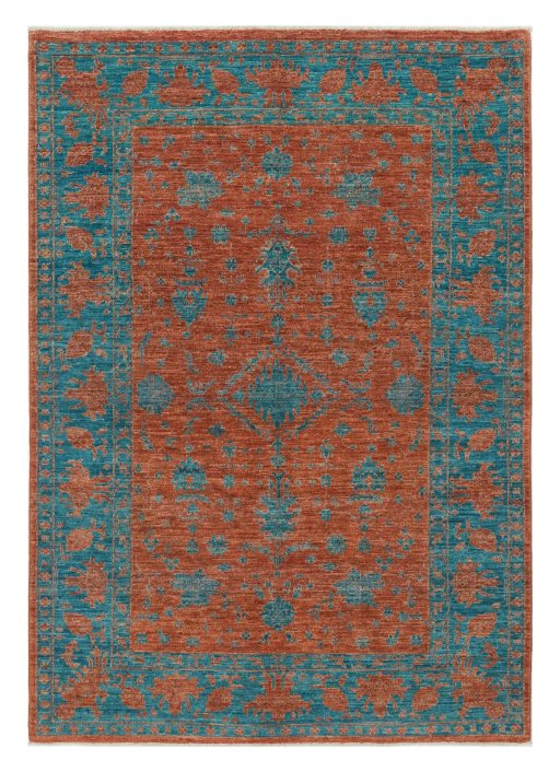 Full view of New Farahan rug from Pakistan, 195 × 139 cm in Yellow tones