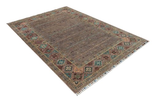 Corner detail of New Samarkand rug showing border pattern and Wool pile