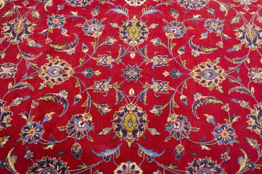 Central medallion detail of 2000s Kashan rug from Iran / Persia