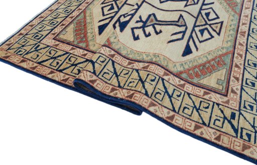 Close-up detail of New Kazak rug from Pakistan showing Wool weave