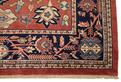 Full view of New Farahan rug from Iran / Persia, 368 × 277 cm in Red tones