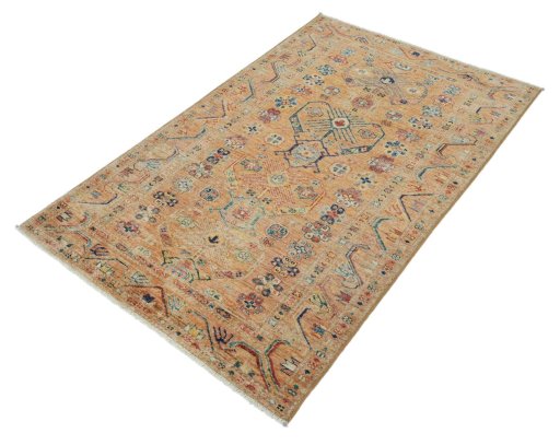 Close-up detail of New Kazak rug from Pakistan showing Wool weave