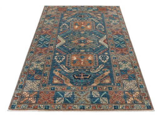 Surface texture of New Kazak rug with natural Wool and intricate pattern