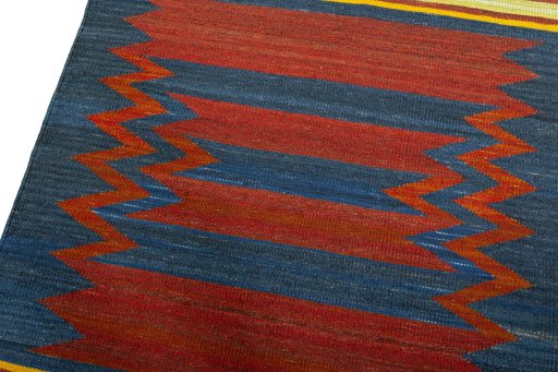 Surface texture of New Kilim Sofre rug with natural Wool and intricate pattern