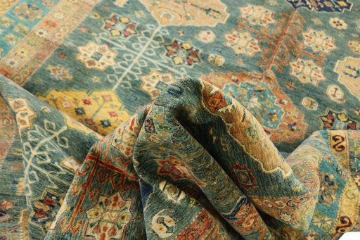 Surface texture of New Kazak rug with natural Wool and intricate pattern