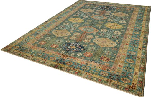 Close-up detail of New Kazak rug from Pakistan showing Wool weave