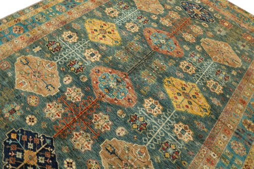 Close-up detail of New Kazak rug from Pakistan showing Wool weave