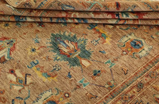 Close-up detail of New Kazak rug from Pakistan showing Wool weave