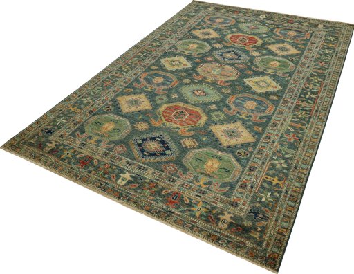 Close-up detail of New Kazak rug from Pakistan showing Wool weave