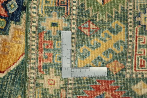 Close-up detail of New Kazak rug from Pakistan showing Wool weave