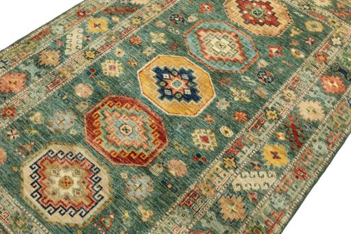 Central medallion detail of New Kazak rug from Pakistan