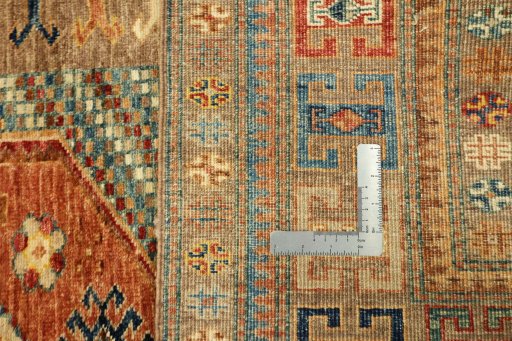Close-up detail of New Kazak rug from Pakistan showing Wool weave