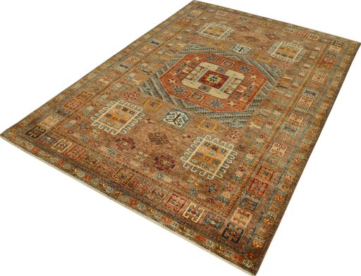 Close-up detail of New Kazak rug from Pakistan showing Wool weave