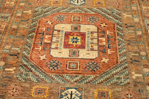 Central medallion detail of New Kazak rug from Pakistan