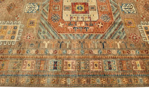 Close-up detail of New Kazak rug from Pakistan showing Wool weave