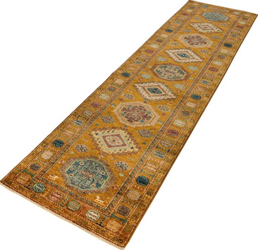 Close-up detail of New Kazak rug from Pakistan showing Wool weave