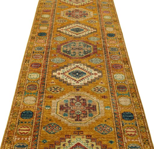 Central medallion detail of New Kazak rug from Pakistan
