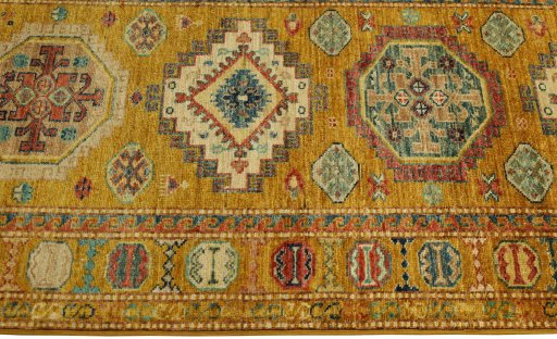 Close-up detail of New Kazak rug from Pakistan showing Wool weave